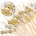 COCKTAIL PICK 12CM GOLD AND SILVER BALLS Pack of 100