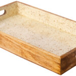 ΞΥΛΙΝΟ ΠΛΑΤΩ ΣΕΡΒΙΡΙΣΜΑΤΟΣ 41Χ25,5Χ5,5 ΛΕΥΚΟ ΜΕ ΧΕΡΟΥΛΙΑ ΚΑΙ ΧΡΥΣΑ SPOTS