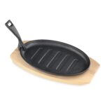 ΤΗΓΑΝΙ ΜΑΝΤΕΜΕΝΙΟ ΜΑΥΡΟ ΟΒΑΛ 27x17,5 CM ΜΕ ΣΠΑΣΤΗ ΛΑΒΗ ΚΑΙ ΞΥΛΙΝΗ ΒΑΣΗ