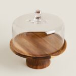 ΤΟΥΡΤΙΕΡΑ ΓΥΑΛΙΝΗ ΔΙΑΜΕΤΡΟΥ 23,5CM ΜΕ ΞΥΛΙΝΗ ΒΑΣΗ