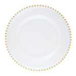 ΠΙΑΤΟ ΡΗΧΟ HELIOS ΓΥΑΛΙΝΟ ΜΕ ΧΡΥΣΕΣ ΠΕΡΛΕΣ 34 CM LE COQ ΙΤΑΛΙΑΣ